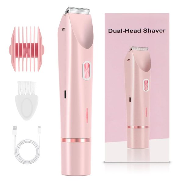 Tangting phoenix 2-in-1 Electric Shaver & Bikini Trimmer for Women - Painless Electric Razor for Face,Body & Intimate Areas,Cordless Wet/Dry Shaver with Dual Blades,Waterproof for Shower&Travel(Pink)