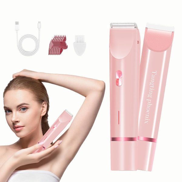 Tangting phoenix 2-in-1 Electric Shaver & Bikini Trimmer for Women - Painless Hair Removal for Body, Face & Bikini, Hypoallergenic, IPX7 Waterproof, Cordless Wet/Dry for Shower & Travel (Pink)